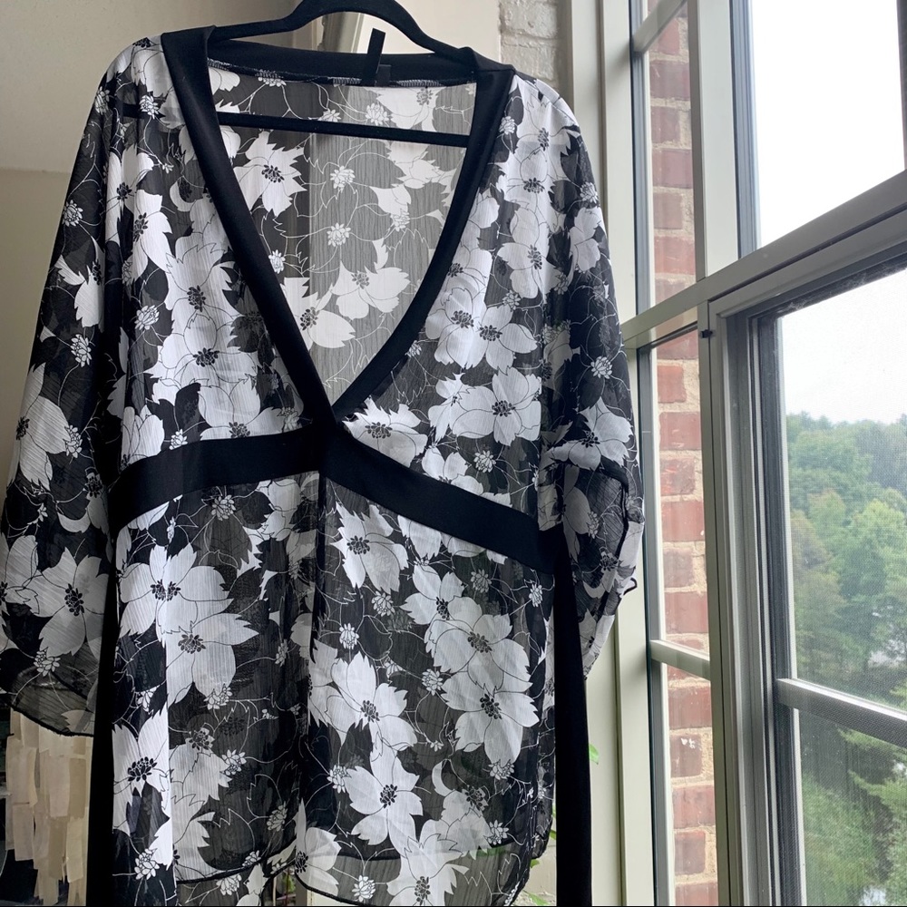 Olivia Paige Woman Black & White Sheer Blouse
